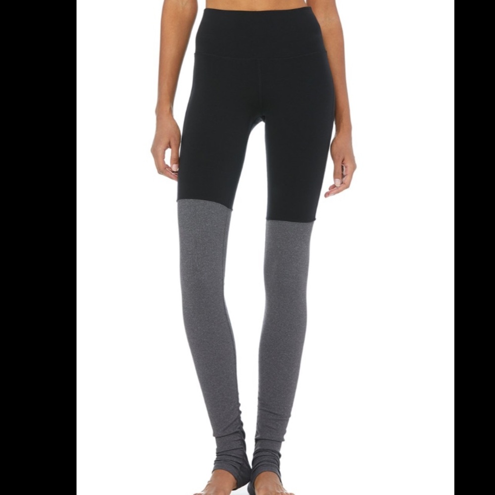 Alo High Waist Godess Legging Black/Hthr XS VGUC